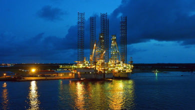 Oil rig in the yards. Apapa, Port of Lagos, Nigeria