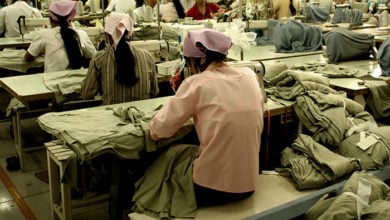 Workers at garment factory in Southeast Asia
