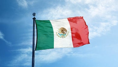Flag of Mexico on the mast