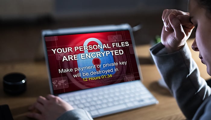 Ransomware Malware Breach. Hacked Computer. Ransom Attack