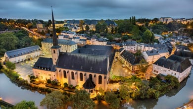 Luxembourg City Old Town skyline taken at dawn