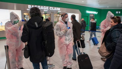 Bologna, Italy - February 13 2020: temperature screenings started at the airport arrivals to avoid coronavirus entry.