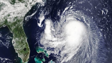 Hurricane Henri is approaching the coast USA. The eye of the typhoon. Severe tropical storm. Satellite view Some elements of this image furnished by NASA