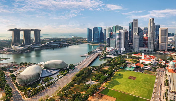Aerial,View,Of,Singapore,City,At,Day