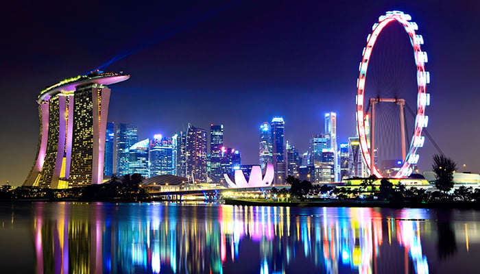 Singapore city skyline at night