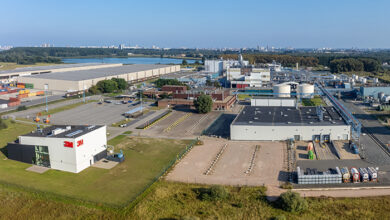 Zwijndrecht, Antwerp, Belgium : 09.05.2021 Aerial photo of the 3M factory in Antwerp
