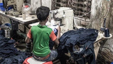 DHAKA, BANGLADESH - JANUARY 06, 2017: Child labor in a garment factory in Bangladesh