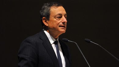 MILAN, ITALY - STEPTEMBER 27: Mario Draghi in Meeting organized by Bocconi University on Luigi Spaventa His life, his passions, his lectures ", Sept 27, 2013 in Milan, Italy.