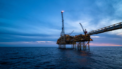 Offshore oil platform in the north sea.