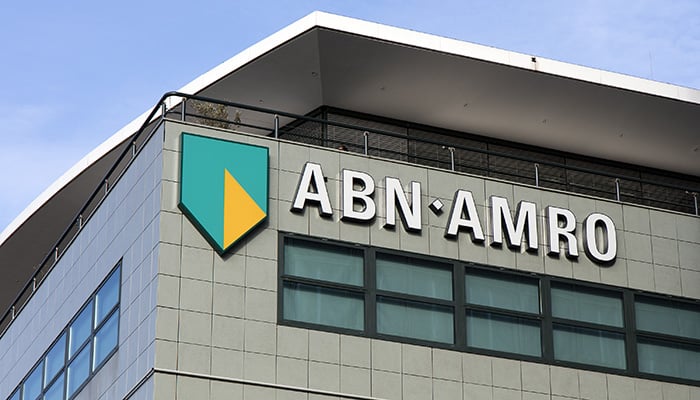 Amsterdam, Netherlands-february 2, 2017: letters ABN AMRO on a facade in Amsterdam.