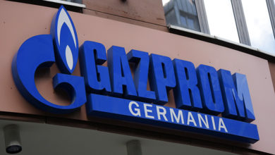 CIRCA APRIL 2014 - BERLIN: the logo of the brand "Gazprom", Berlin.