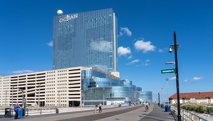 Atlantic City, NJ - Oct. 6, 2020: Ocean is the northernmost casino on the boardwalk. Ocean Casino Resort's hotel tower is the tallest structure in Atlantic City.