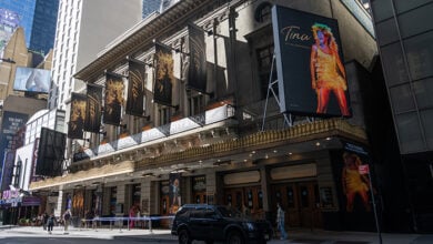 New York, NY, USA - June 9, 2022: The Lunt-Fontanne Theatre, with Tina: The Tina Turner Musical playing.