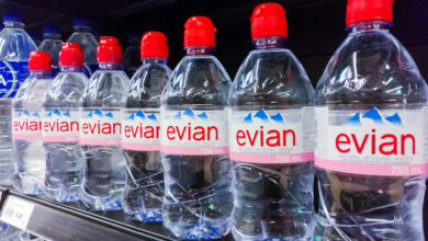 Evian water bottles