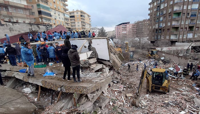 Aftermath of an earthquake in Diyarbakir, Turkey, February 2023