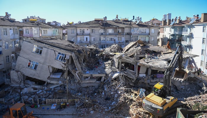 Rescue operations in old buildings collapsing after small earthquakes in Elazig, Turkey, in January 2020