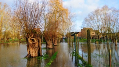 Floodings in the Belgian province of East Flanders, after heavy rains on new years eve