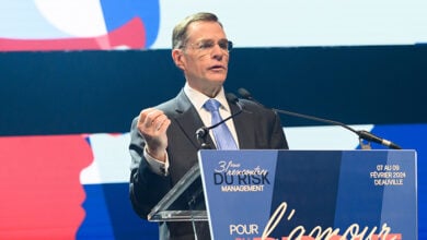 Greg Case, Aon CEO, speaking at the opening of the 31st Rencontres de l’AMRAE, the association’s annual conference in Deauville, 2024