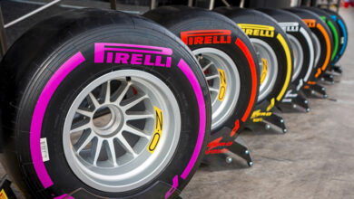BARCELONA - FEBRUARY 24: Range of Pirelli tyres for 2016 Formula One season at Formula One Test Days at Catalunya circuit on February 24, 2016 in Barcelona, Spain