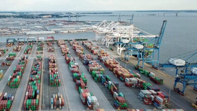 Baltimore, Maryland, United States - Sep 7th 2019: Aerial view of Seagirt Marine Terminal, Port of Baltimore