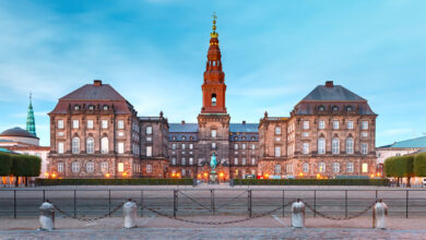 Christiansborg, palace and government building, the seat of parliament, in central Copenhagen, capital of Denmark
