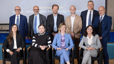 Gabriella Fraire, front row in blue, the new president of Anra, with nine members of the association's board